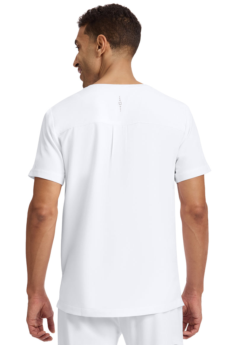 WHITE - Healing Hands 360 Men Scrub Top - Back View