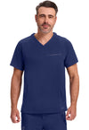 Navy - Healing Hands 360 Men Scrub Top - Front View