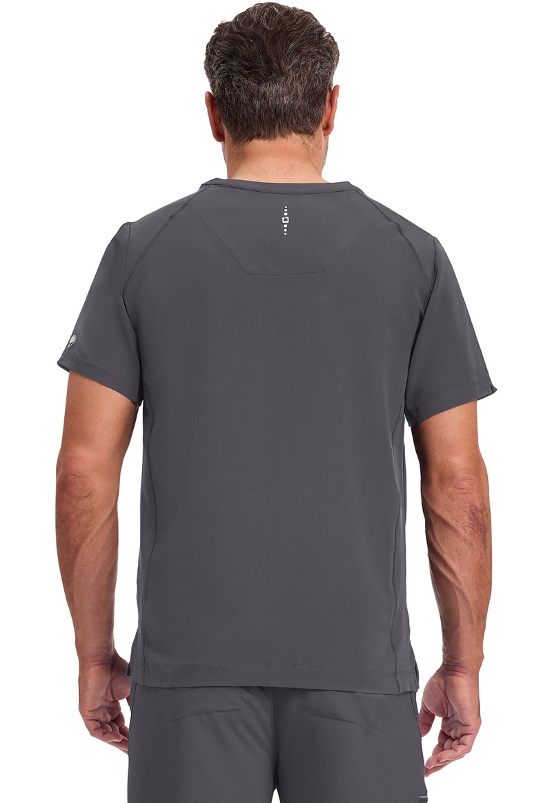 Pewter - Healing Hands 360 Men Scrub Top - Back View