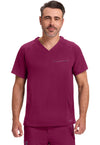 Wine - Healing Hands 360 Men Scrub Top - Front View