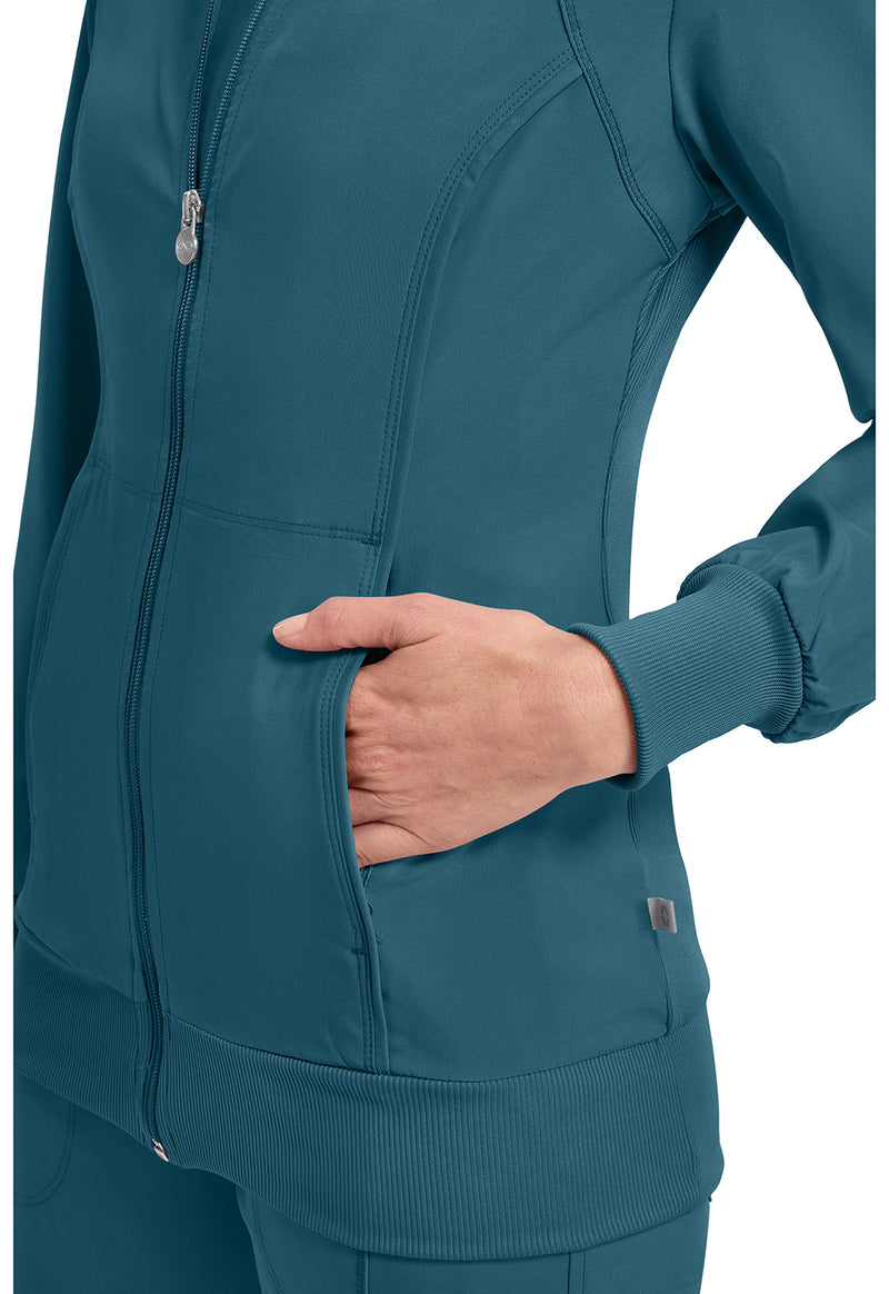 Caribbean Blue - Women's Zip Front Scrub Jacket (View 3)