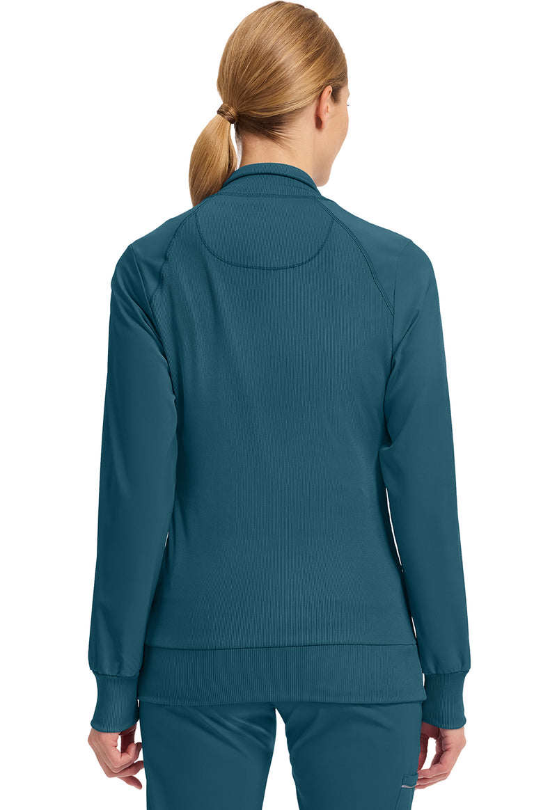 Caribbean Blue - Cherokee IN Infinity Women Scrub Jacket - Back View