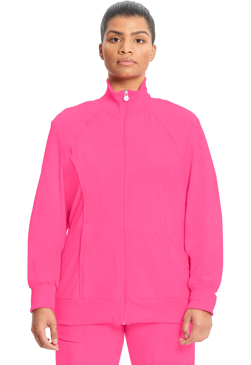 Carmine Pink - Cherokee IN Infinity Women Scrub Jacket - Front View