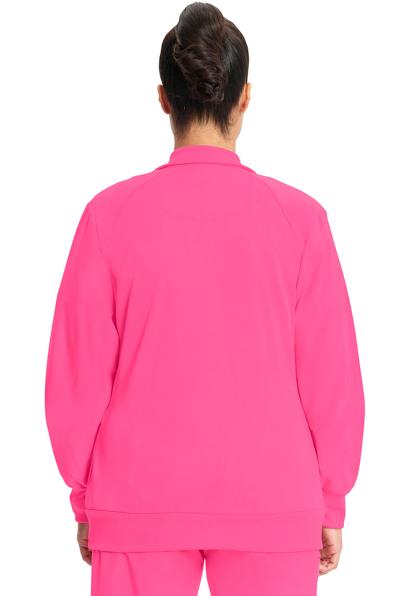 Carmine Pink - Cherokee IN Infinity Women Scrub Jacket - Back View