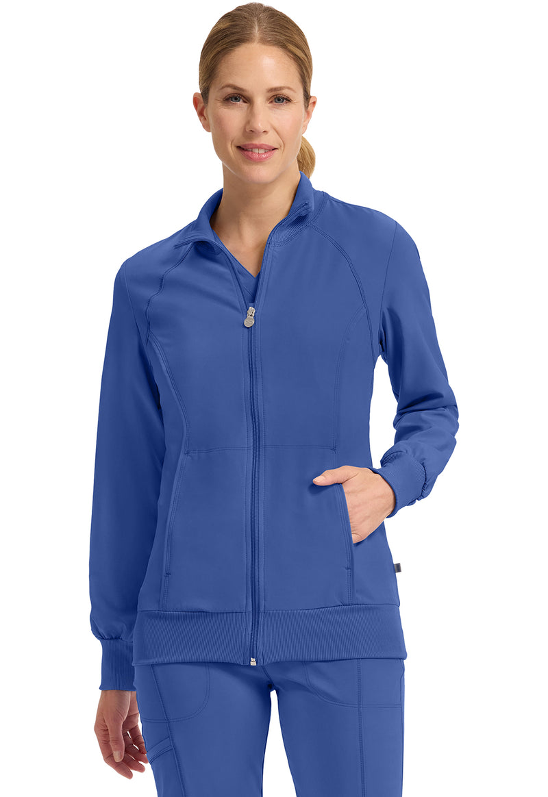 Galaxy Blue - Cherokee IN Infinity Women Scrub Jacket - Front View