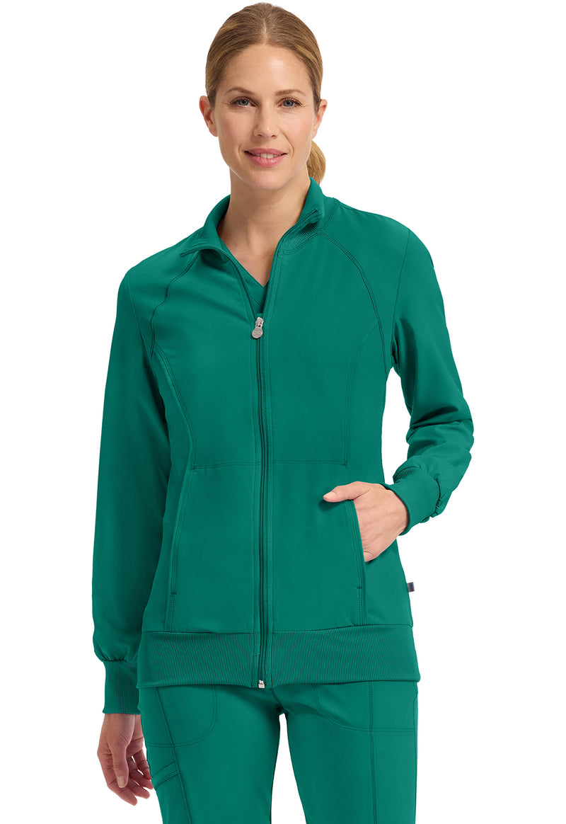 Hunter Green - Cherokee IN Infinity Women Scrub Jacket - Front View