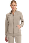 Khaki - Cherokee IN Infinity Women Scrub Jacket - Front View
