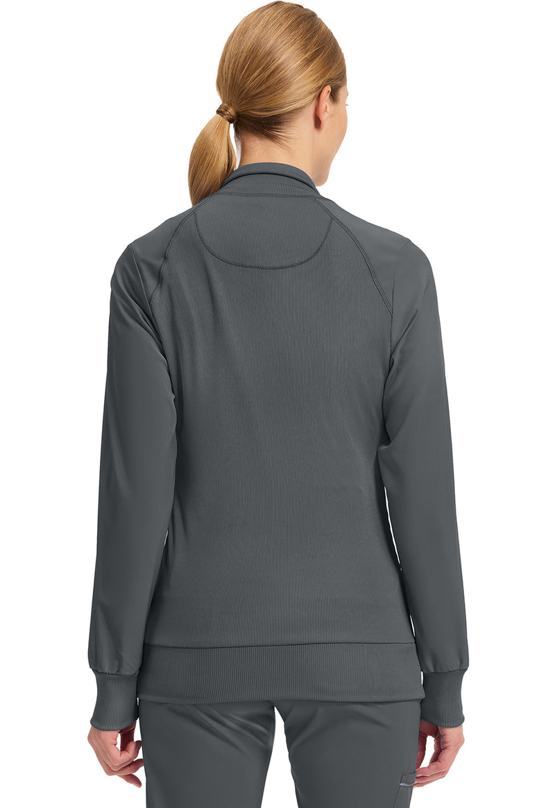 Pewter - Cherokee IN Infinity Women Scrub Jacket - Back View
