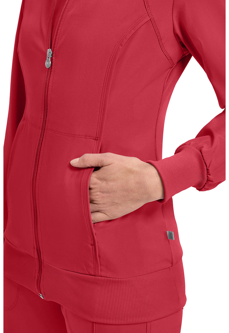 Red - Women's Zip Front Scrub Jacket (View 3)