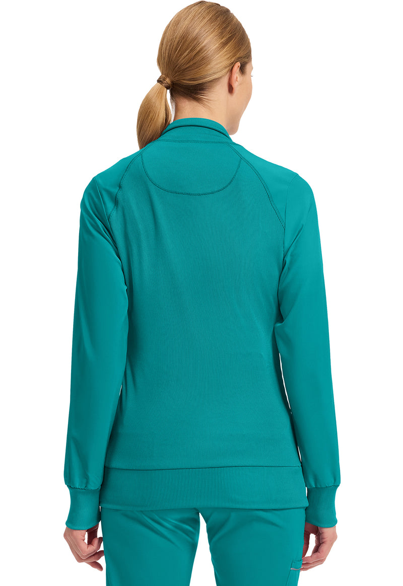 Teal Blue - Cherokee IN Infinity Women Scrub Jacket - Back View