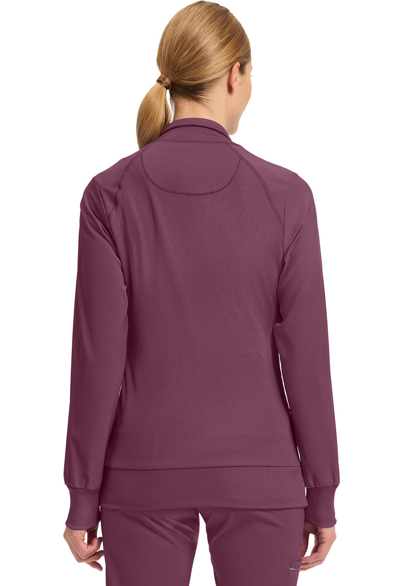 Wine - Cherokee IN Infinity Women Scrub Jacket - Back View