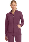 Wine - Cherokee IN Infinity Women Scrub Jacket - Front View