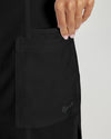 Black - White Cross Fit Women's 3 Pocket Zip Front Mid-Length Medical Lab Coat for Healthcare Professionals