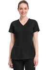 BLACK - Healing Hands Works Women Scrub Top - Front View