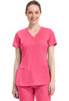 Carnation Pink - Healing Hands Works Women Scrub Top - Front View