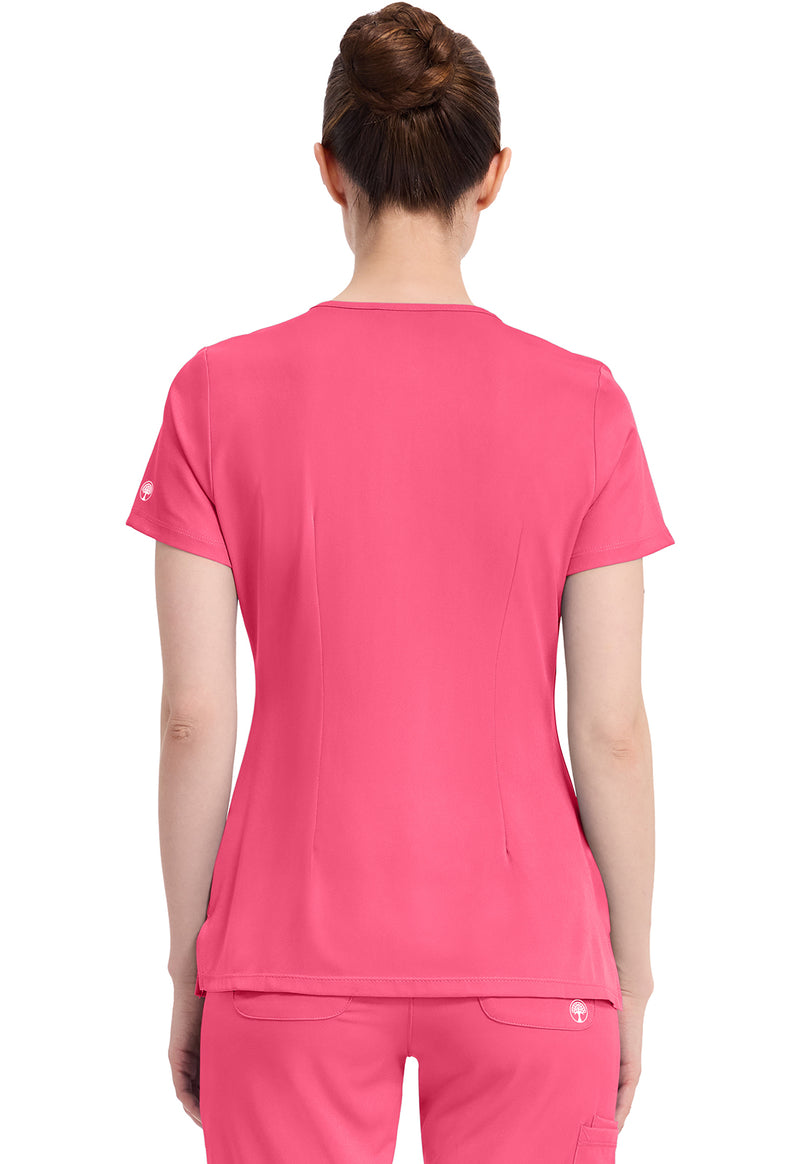 Carnation Pink - Healing Hands Works Women Scrub Top - Back View