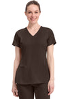 Dark Chocolate - Healing Hands Works Women Scrub Top - Front View