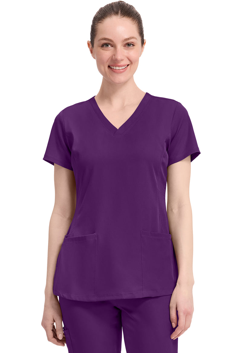 Eggplant - Healing Hands Works Women Scrub Top - Front View