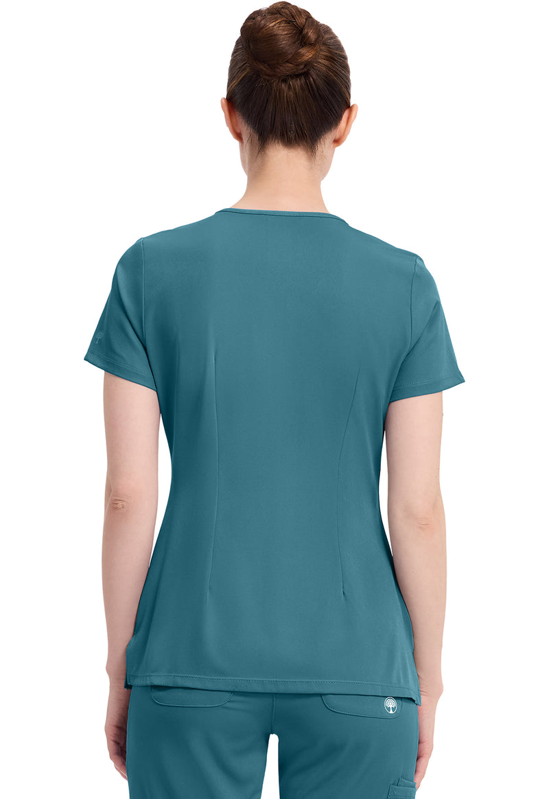Fresh Blue - Healing Hands Works Women Scrub Top - Back View