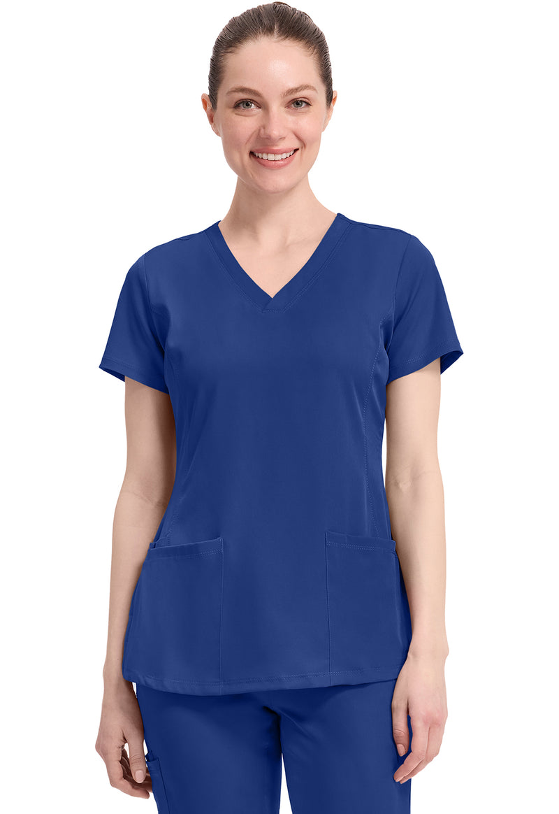Galaxy Blue - Healing Hands Works Women Scrub Top - Front View