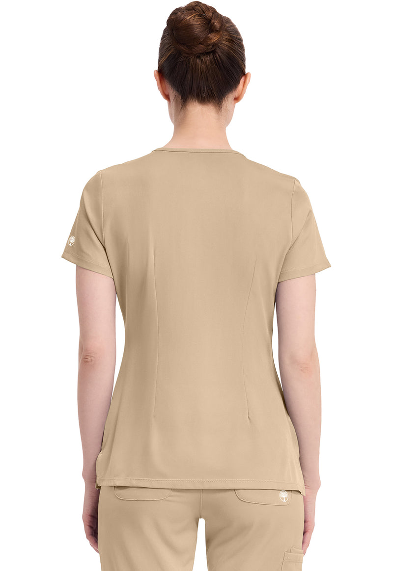 Khaki - Healing Hands Works Women Scrub Top - Back View
