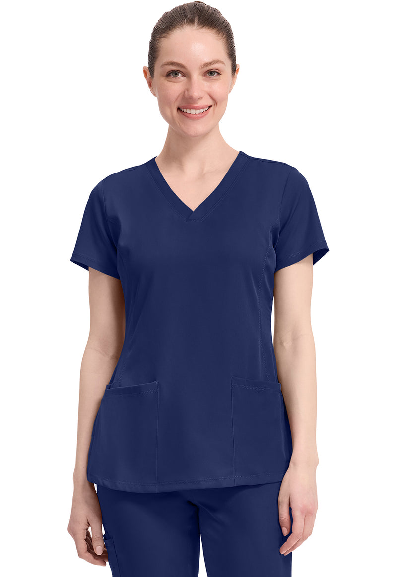 Navy - Healing Hands Works Women Scrub Top - Front View