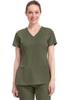Olive - Healing Hands Works Women Scrub Top - Front View