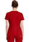 Red - Healing Hands Works Women Scrub Top - Back View