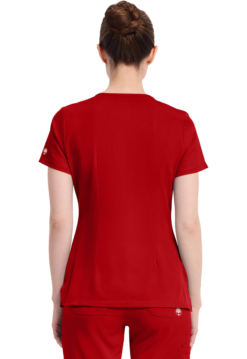 Red - Healing Hands Works Women Scrub Top - Back View