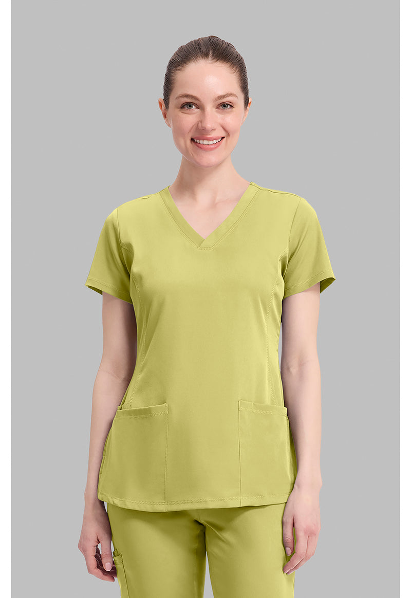 Retro Lime - Healing Hands Works Women Scrub Top - Front View