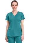 TEAL - Healing Hands Works Women Scrub Top - Front View