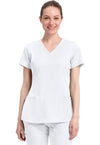 WHITE - Healing Hands Works Women Scrub Top - Front View