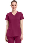 Wine - Healing Hands Works Women Scrub Top - Front View