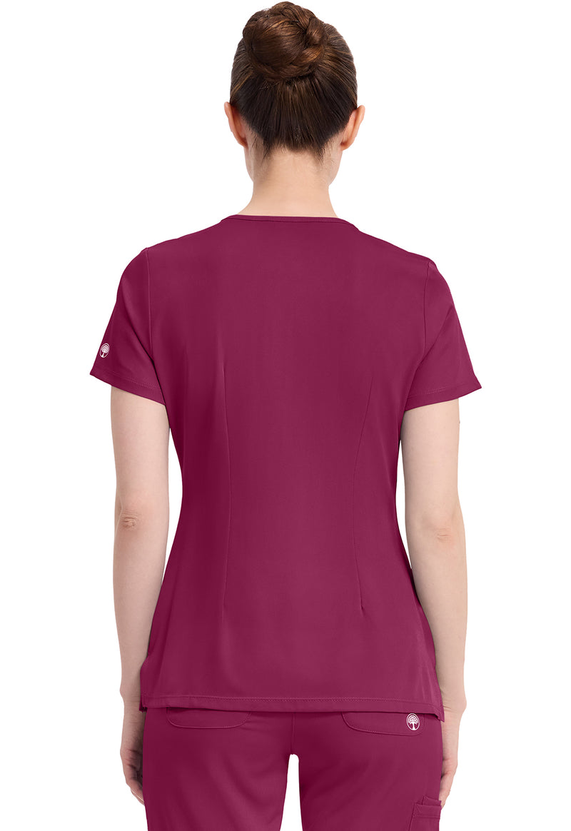 Wine - Healing Hands Works Women Scrub Top - Back View