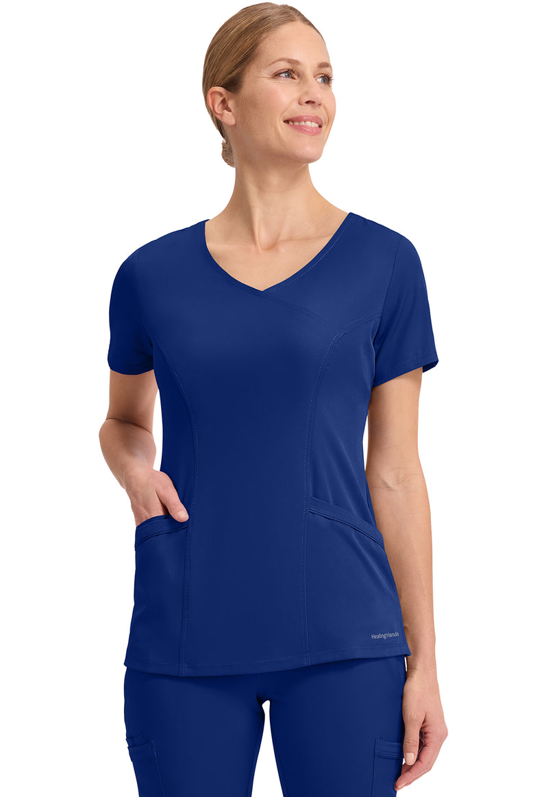 Galaxy Blue - Healing Hands Works Women Scrub Top - Front View