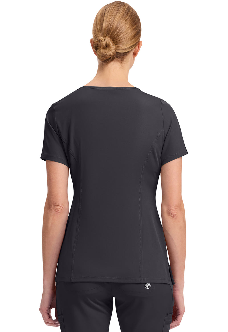Pewter - Healing Hands Works Women Scrub Top - Back View