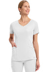 WHITE - Healing Hands Works Women Scrub Top - Front View