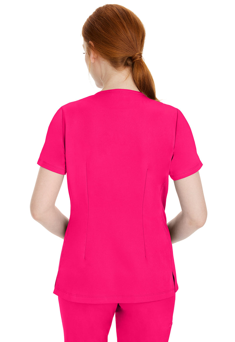 Carnation Pink - Healing Hands Works Women Scrub Top - Back View