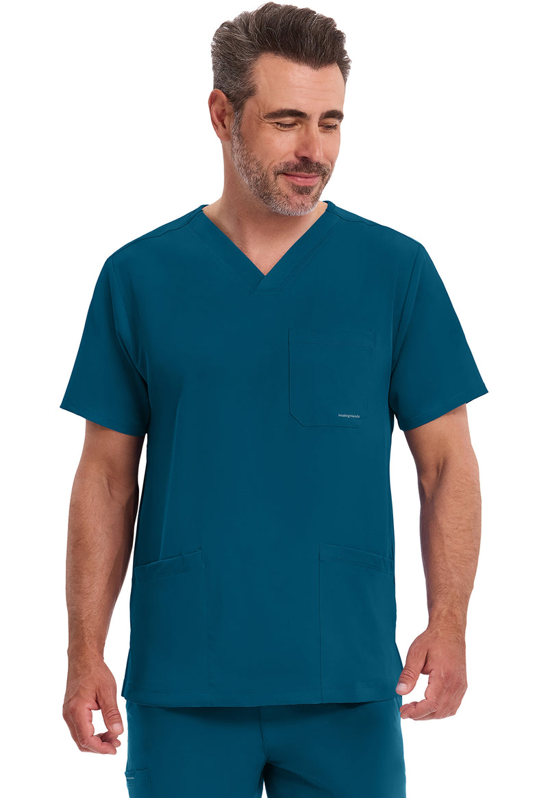 Caribbean - Healing Hands Works Men Scrub Top - Front View