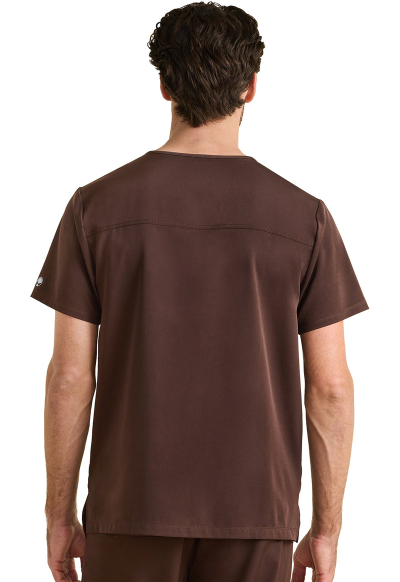 Dark Chocolate - Healing Hands Works Men Scrub Top - Back View
