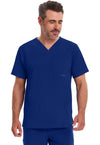 Galaxy Blue - Healing Hands Works Men Scrub Top - Front View