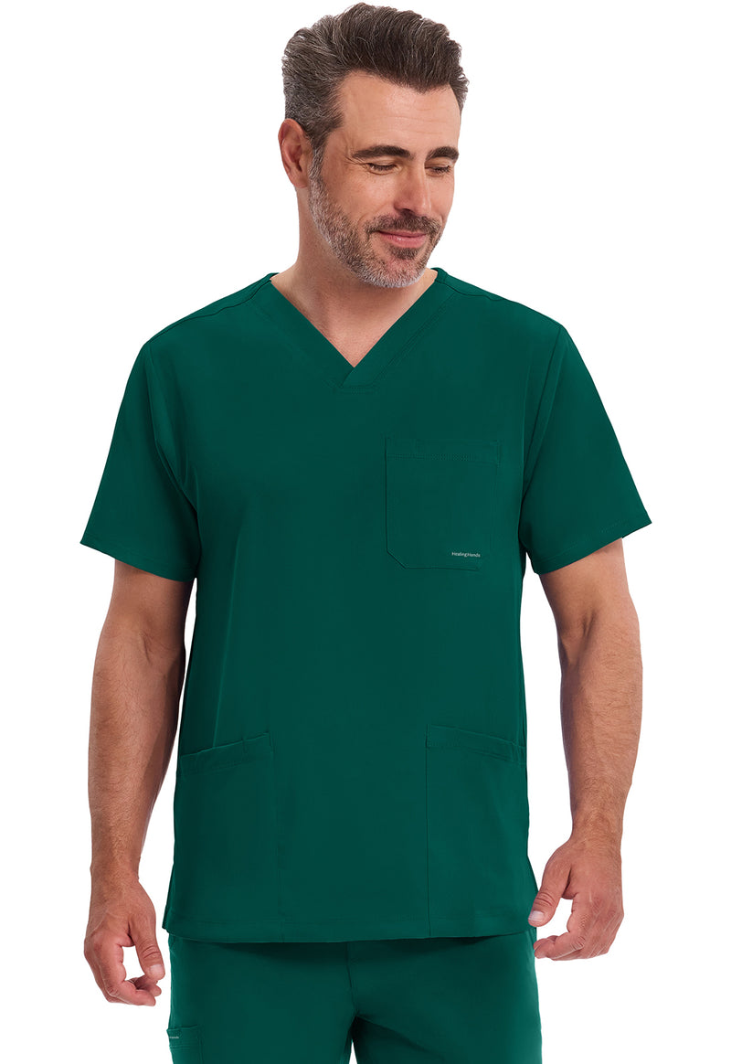 Hunter - Healing Hands Works Men Scrub Top - Front View