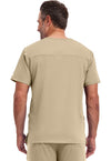 Khaki - Healing Hands Works Men Scrub Top - Back View