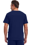 Navy - Healing Hands Works Men Scrub Top - Back View