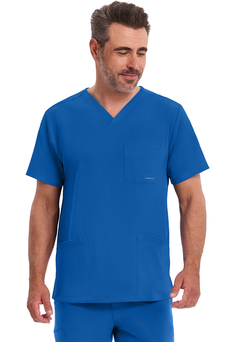 Royal - Healing Hands Works Men Scrub Top - Front View