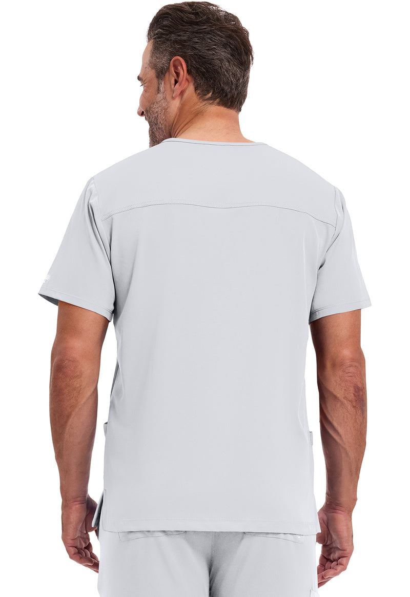 WHITE - Healing Hands Works Men Scrub Top - Back View