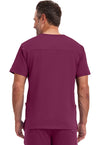Wine - Healing Hands Works Men Scrub Top - Back View
