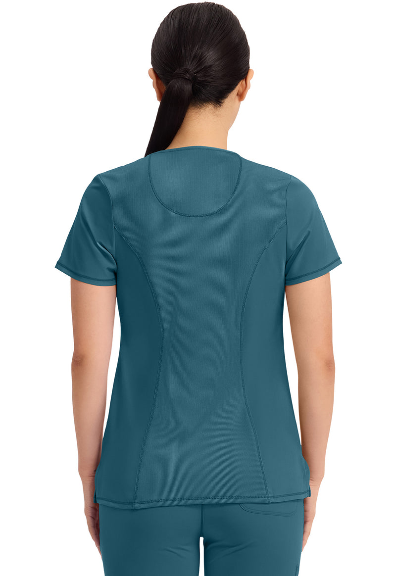 Caribbean Blue - Cherokee IN Infinity Women Scrub Top - Back View
