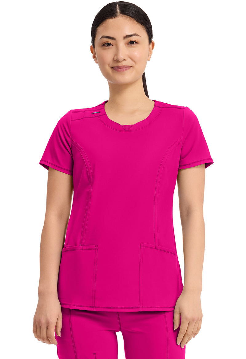 Carmine Pink - Cherokee IN Infinity Women Scrub Top - Front View