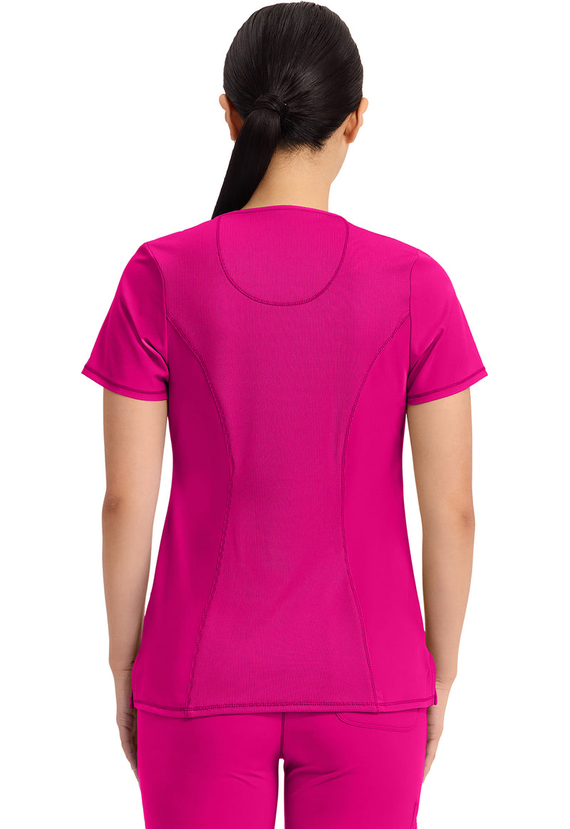 Carmine Pink - Cherokee IN Infinity Women Scrub Top - Back View